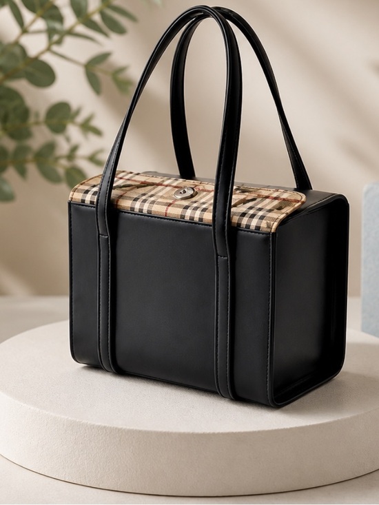 Burberry Handbags - RARE AUTHENTIC/BURBERRY NOVA CHECK LEATHER HANDBAG BY SANYO SHOKAI.